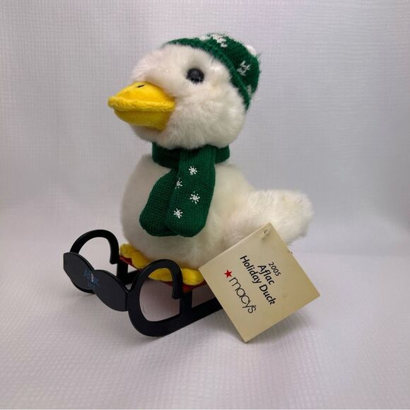 Vintage AFLAC Talking Plush 2005 Macy's Holiday Sledding Duck w/tag Works - Picture 1 of 8